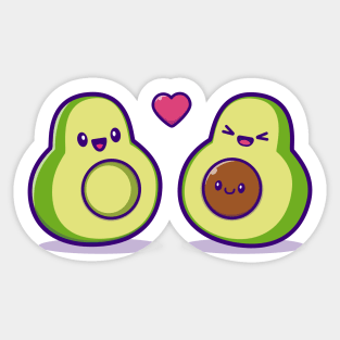 Cute Avocado Family Cartoon Sticker